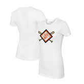 San Francisco Giants Tiny Turnip Women's Diamond Cross Bats T-Shirt White
