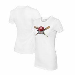 Cincinnati Reds Tiny Turnip Women's Hat Crossbats T-Shirt White