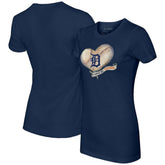 Detroit Tigers Tiny Turnip Women's Heart Banner T-Shirt Navy