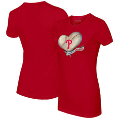 Philadelphia Phillies Tiny Turnip Women's Heart Banner T-Shirt Red