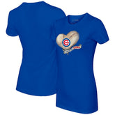 Chicago Cubs Tiny Turnip Women's Heart Banner T-Shirt Royal