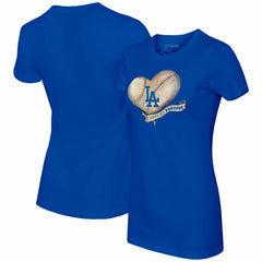 Los Angeles Dodgers Tiny Turnip Women's Heart Banner T-Shirt Royal