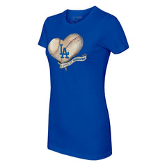 Los Angeles Dodgers Tiny Turnip Women's Heart Banner T-Shirt Royal