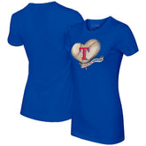 Texas Rangers Tiny Turnip Women's Heart Banner T-Shirt Royal