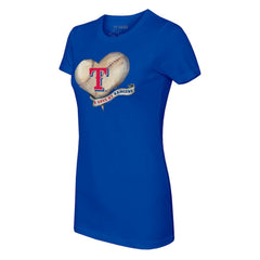 Texas Rangers Tiny Turnip Women's Heart Banner T-Shirt Royal