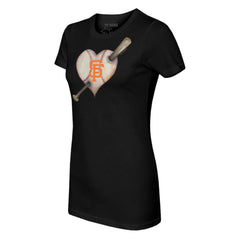 San Francisco Giants Tiny Turnip Women's Heart Bat T-Shirt Black