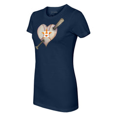 Houston Astros Tiny Turnip Women's Heart Bat T-Shirt Navy