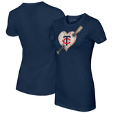 Minnesota Twins Tiny Turnip Women's Heart Bat T-Shirt Navy