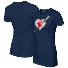 Washington Nationals Tiny Turnip Women's Heart Bat T-Shirt Navy