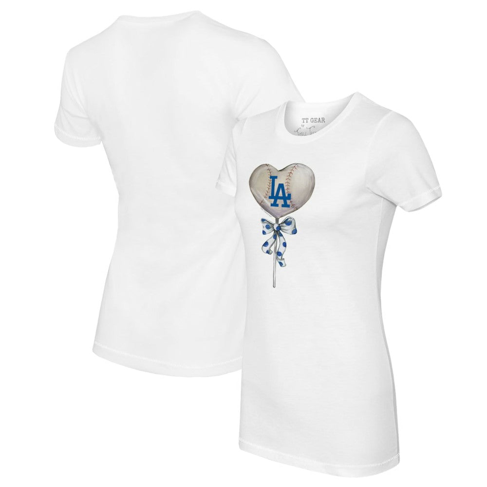 Los Angeles Dodgers Tiny Turnip Women's Heart Lolly T-Shirt White