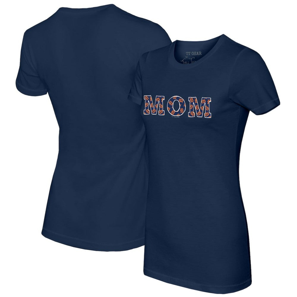 Detroit Tigers Tiny Turnip Women's Logo Mom T-Shirt Navy