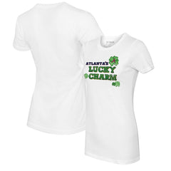 Atlanta Braves Tiny Turnip Women's Lucky Charm T-Shirt White