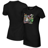 Athletics Tiny Turnip Women's Peace Love Baseball Fitted T-Shirt Black