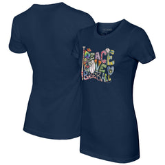 Milwaukee Brewers Tiny Turnip Women's Peace Love Baseball Fitted T-Shirt Navy