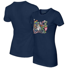 Washington Nationals Tiny Turnip Women's Peace Love Baseball Fitted T-Shirt Navy