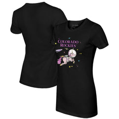 Colorado Rockies Tiny Turnip Women's Space Unicorn T-Shirt Black