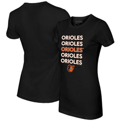 Baltimore Orioles Tiny Turnip Women's Stacked T-Shirt Black