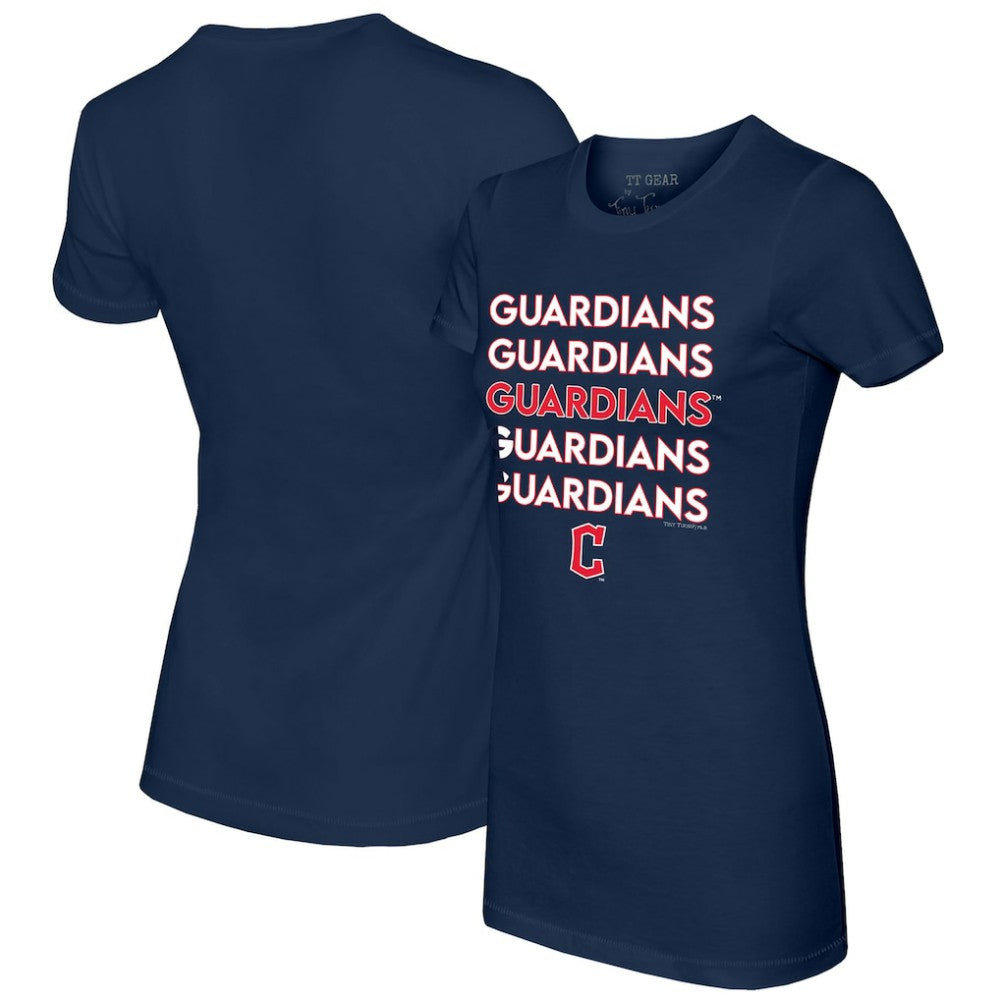 Cleveland Guardians Tiny Turnip Women's Stacked T-Shirt Navy