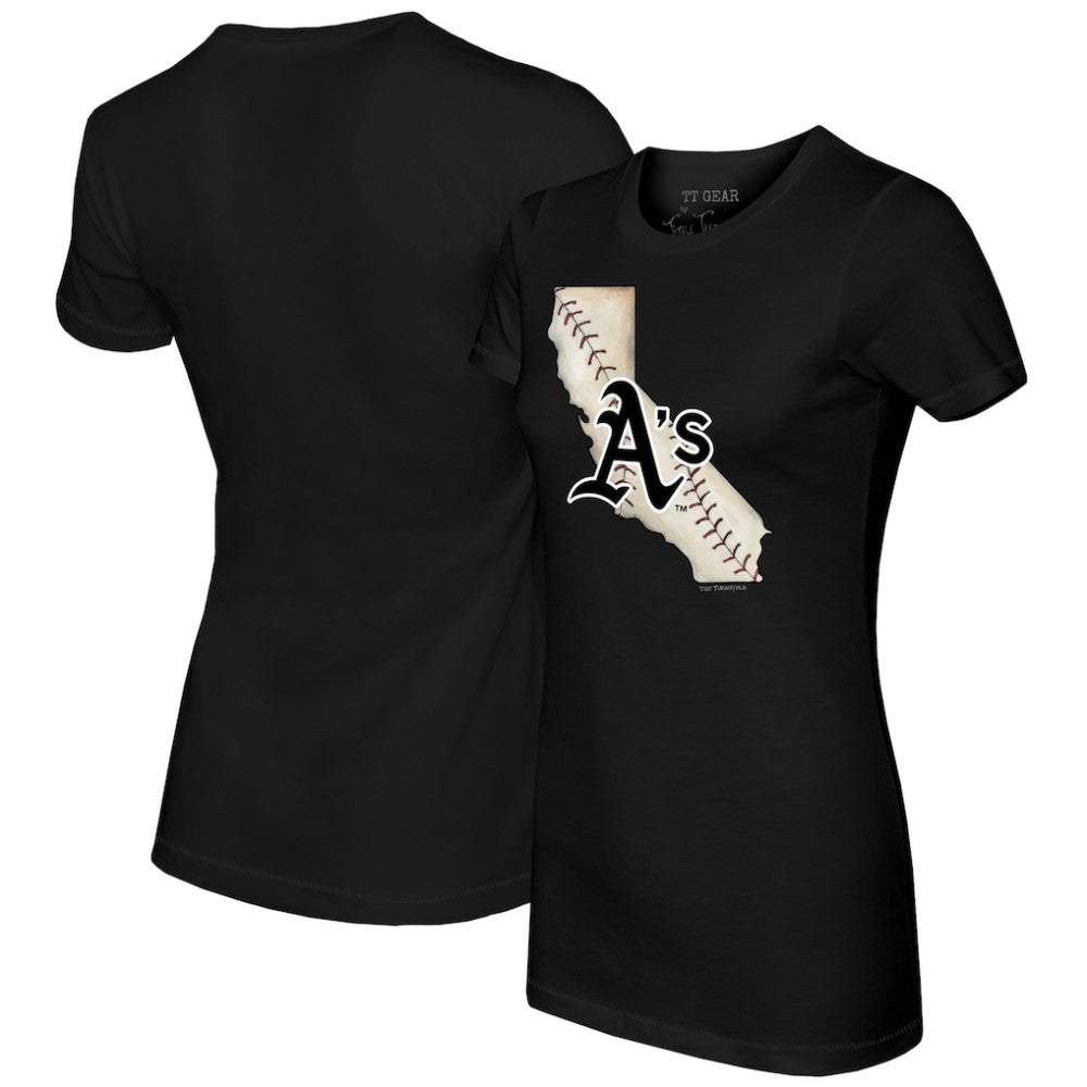 Athletics Tiny Turnip Women's State Outline T-Shirt Black