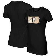 Pittsburgh Pirates Tiny Turnip Women's State Outline T-Shirt Black