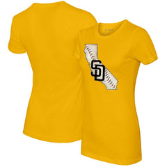 San Diego Padres Tiny Turnip Women's State Outline T-Shirt Gold