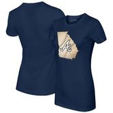 Atlanta Braves Tiny Turnip Women's State Outline T-Shirt Navy