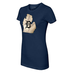 Detroit Tigers Tiny Turnip Women's State Outline T-Shirt Navy