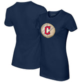 Cleveland Guardians Tiny Turnip Women's Stitched Baseball T-Shirt Navy