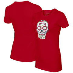 Los Angeles Angels Tiny Turnip Women's Sugar Skull T-Shirt Red