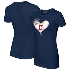 Cleveland Guardians Tiny Turnip Women's Tiara Heart T-Shirt Navy
