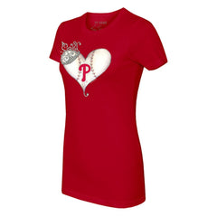 Philadelphia Phillies Tiny Turnip Women's Tiara Heart T-Shirt Red