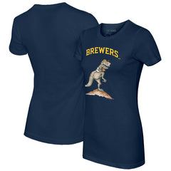 Milwaukee Brewers Tiny Turnip Women's TT Rex T-Shirt Navy