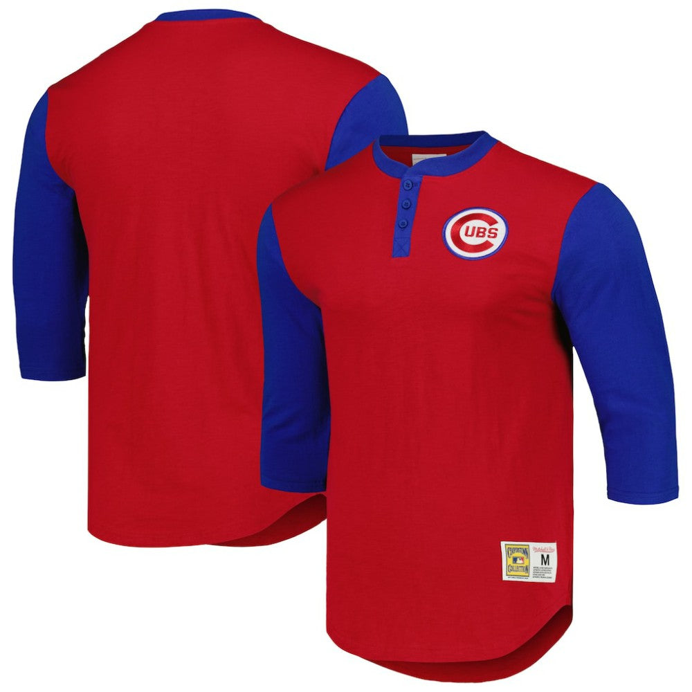 Chicago Cubs Cooperstown Collection Legendary Slub Henley 3/4-Sleeve T-Shirt Red