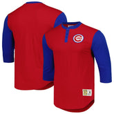 Chicago Cubs Cooperstown Collection Legendary Slub Henley 3/4-Sleeve T-Shirt Red