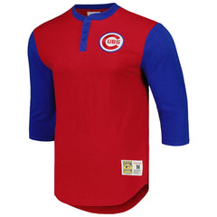 Chicago Cubs Cooperstown Collection Legendary Slub Henley 3/4-Sleeve T-Shirt Red