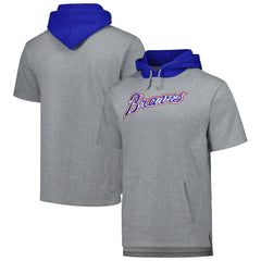 Atlanta Braves Postgame Short Sleeve Pullover Hoodie Heather Gray