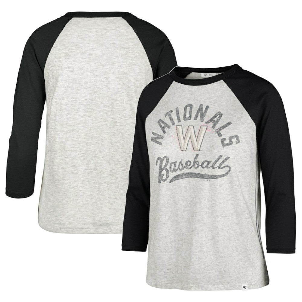 Washington Nationals Women's City Connect Retro Daze Ava Raglan 3/4-Sleeve T-Shirt Gray