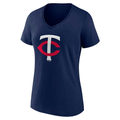 Minnesota Twins Women's Core Official Primary Logo V-Neck T-Shirt Navy