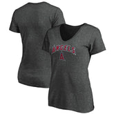 Los Angeles Angels Women's Core Team Lock Up V-Neck T-Shirt Charcoal