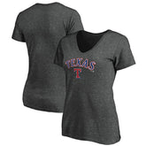 Texas Rangers Women's Core Team Lock Up Wordmark V-Neck T-Shirt Charcoal