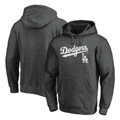 Los Angeles Dodgers Team Lock Up Wordmark Pullover Hoodie Charcoal