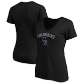 Colorado Rockies Women's Core Team Lock Up V-Neck T-Shirt Black