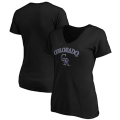 Colorado Rockies Women's Core Team Lock Up V-Neck T-Shirt Black