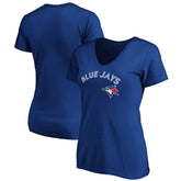 Toronto Blue Jays Women's Core Team Lock Up Wordmark V-Neck T-Shirt Royal