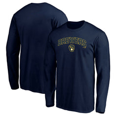 Milwaukee Brewers Team Lock Up Wordmark Long Sleeve T-Shirt Navy