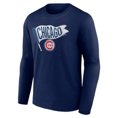 Chicago Cubs Flag Long Sleeve T-Shirt Navy