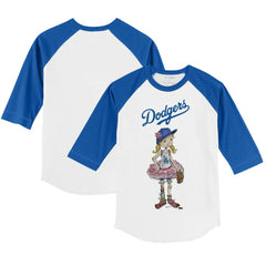 Los Angeles Dodgers Tiny Turnip Youth Babes 3/4-Sleeve Raglan T-Shirt White/Royal