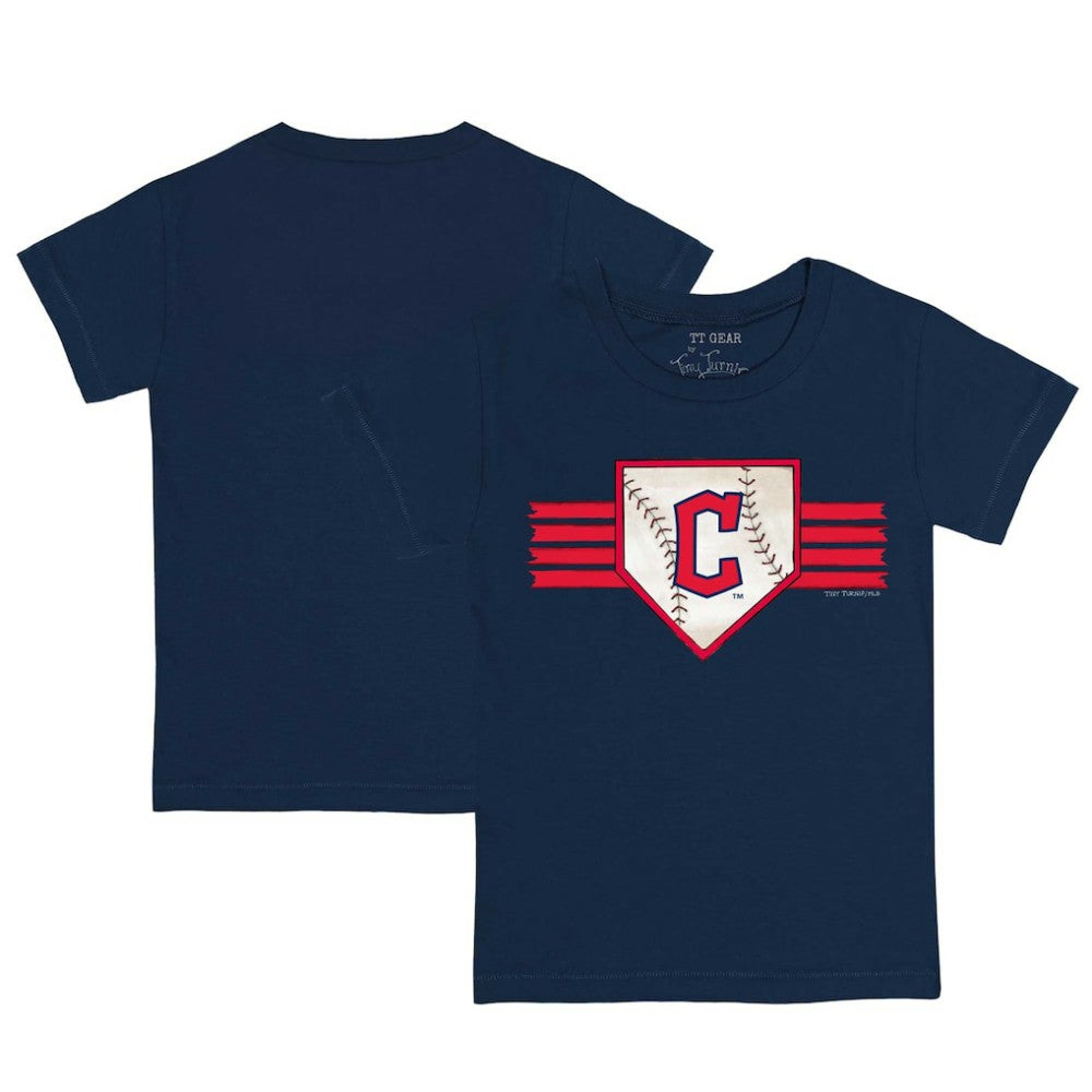 Cleveland Guardians Tiny Turnip Youth Base Stripe T-Shirt Navy