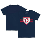 Cleveland Guardians Tiny Turnip Youth Base Stripe T-Shirt Navy