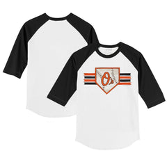 Baltimore Orioles Tiny Turnip Youth Base Stripe 3/4-Sleeve Raglan T-Shirt White/Black